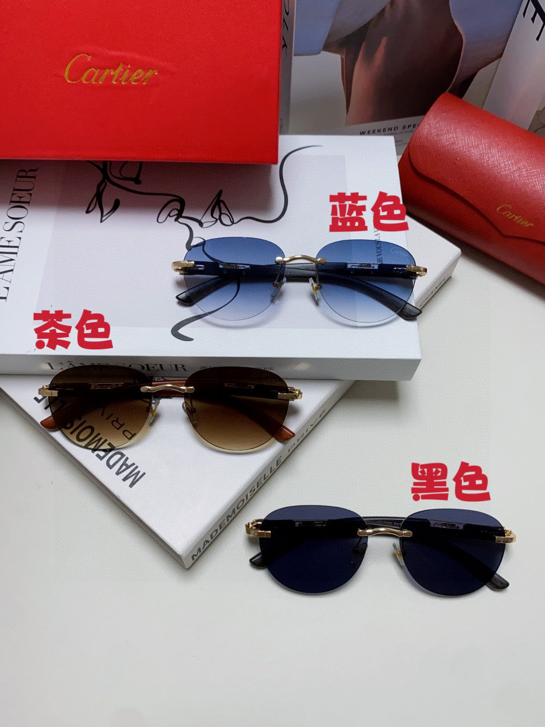 Cartier Lightweight Rimless Gray Lens Sunglasses for Men & Women - 382811 - detail image 9