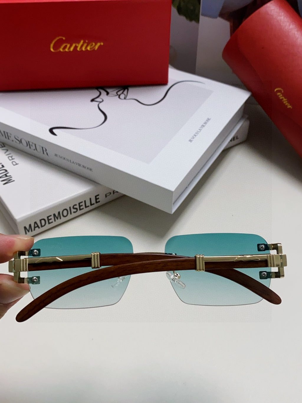 Cartier Lightweight Rimless Silver Lens Sunglasses for Men & Women - 382804 - detail image 3