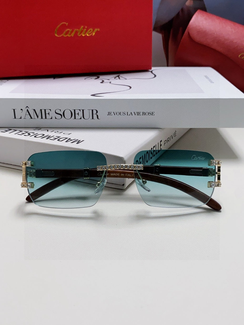 Cartier Lightweight Rimless Silver Lens Sunglasses for Men & Women - 382804 - detail image 5