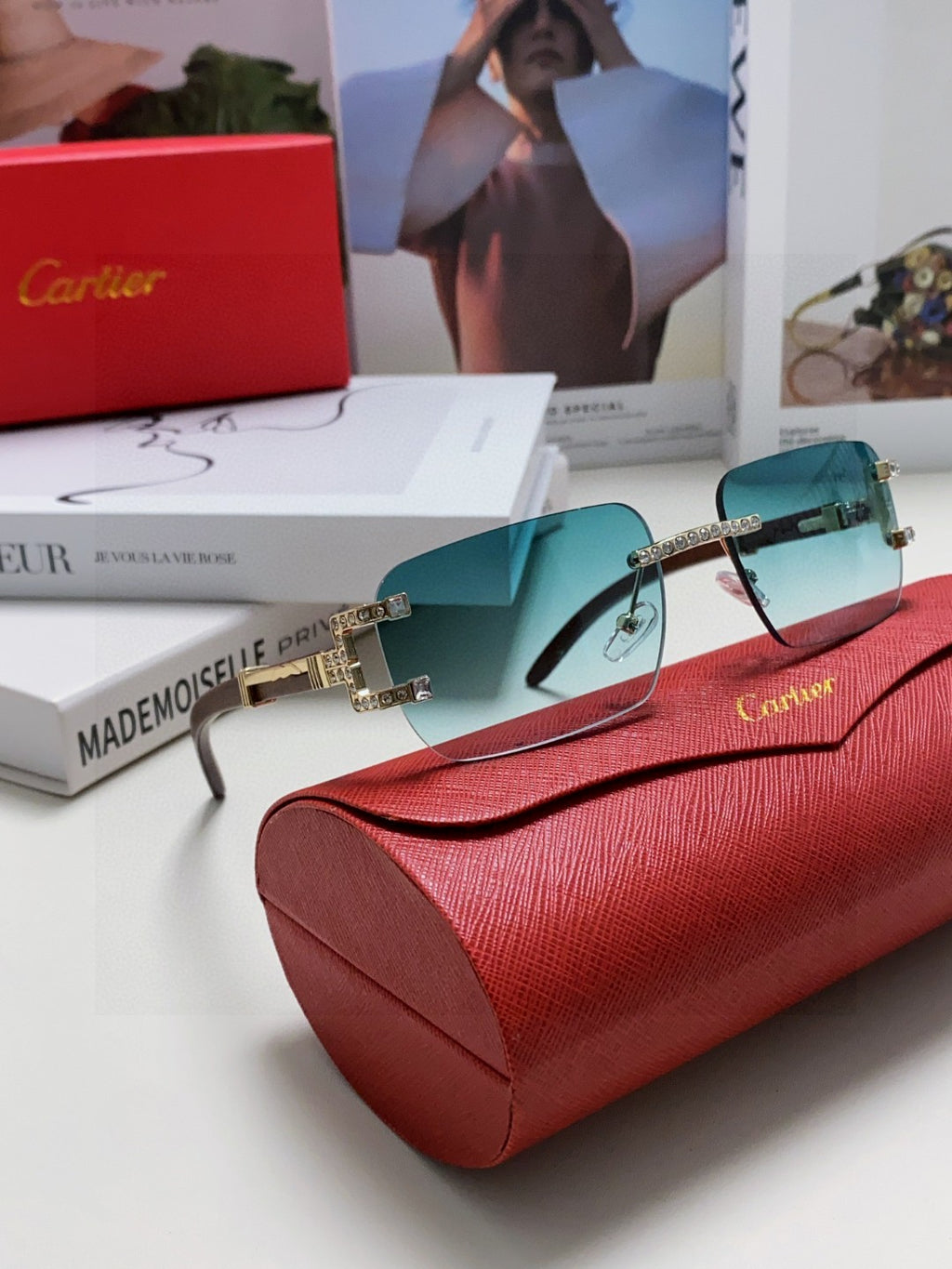 Cartier Lightweight Rimless Silver Lens Sunglasses for Men & Women - 382804 - detail image 6