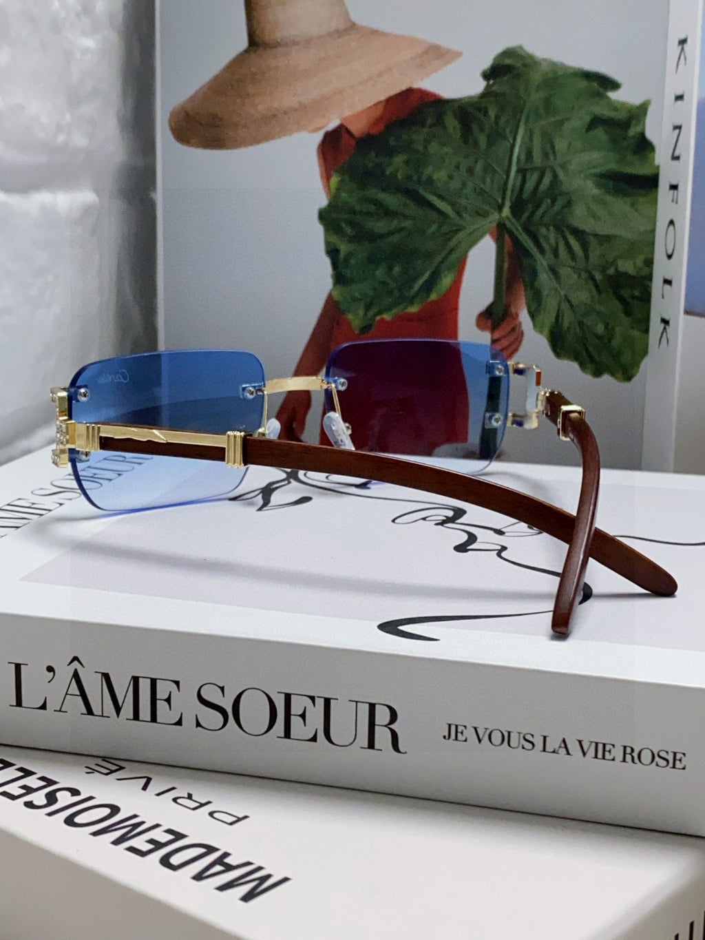 Cartier Lightweight Rimless Blue Lens Sunglasses for Men & Women - 382805 - detail image 2