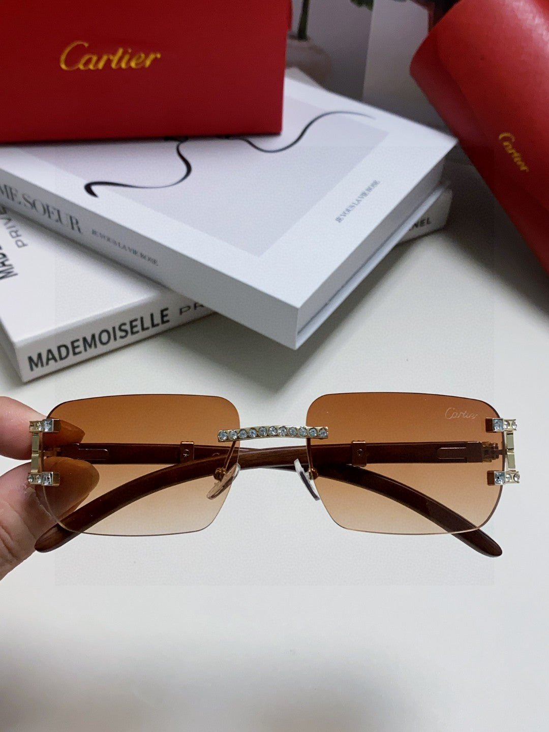 Cartier Lightweight Rimless Silver Lens Sunglasses for Men & Women - 382806 - detail image 2