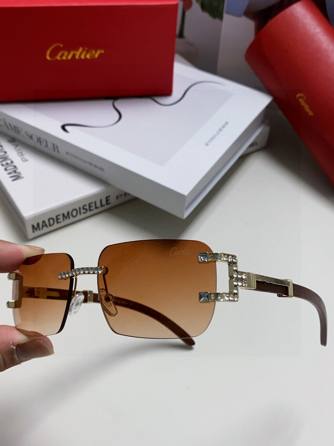 Cartier Lightweight Rimless Silver Lens Sunglasses for Men & Women - 382806 - detail image 4