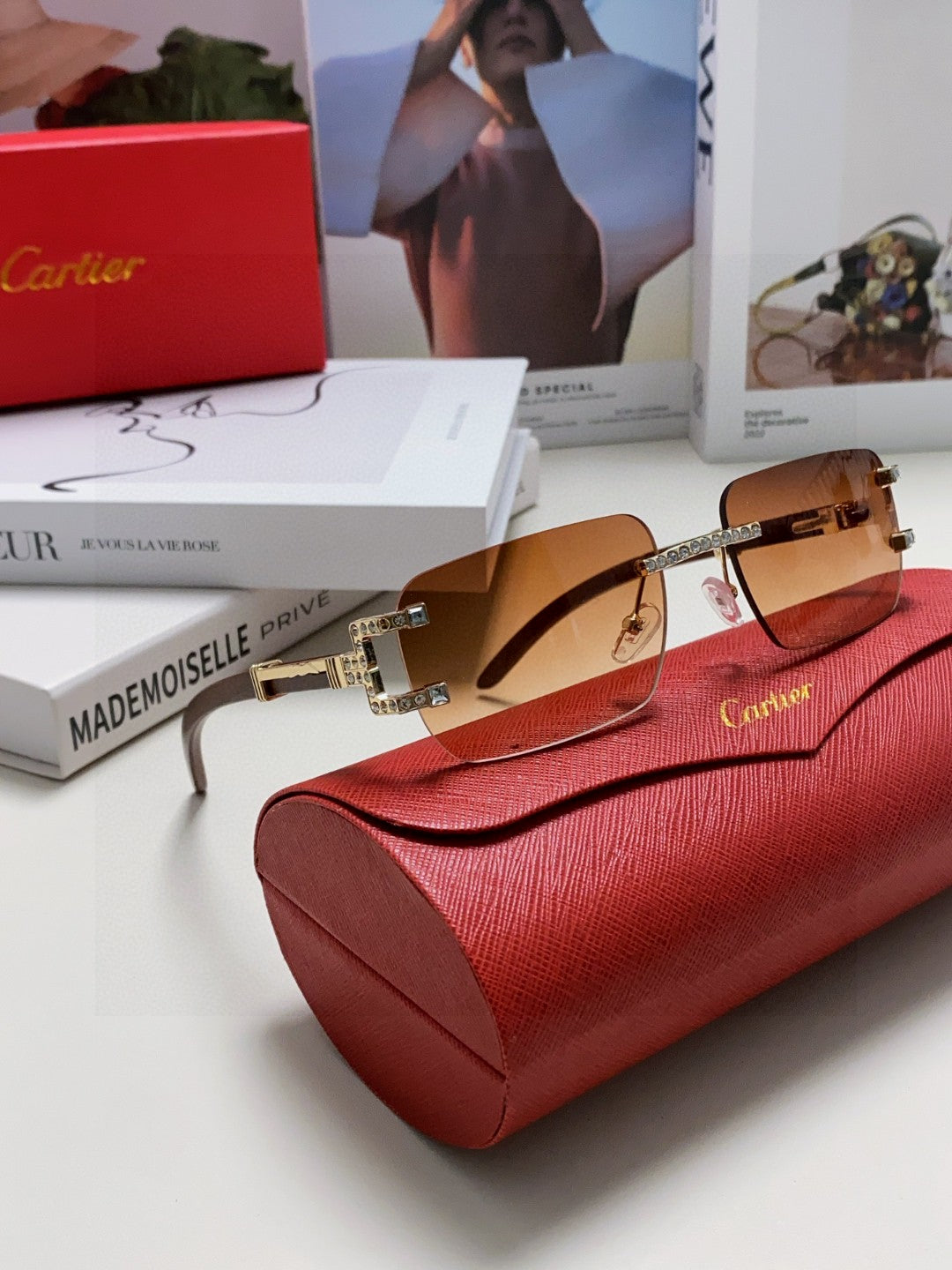 Cartier Lightweight Rimless Silver Lens Sunglasses for Men & Women - 382806 - detail image 6
