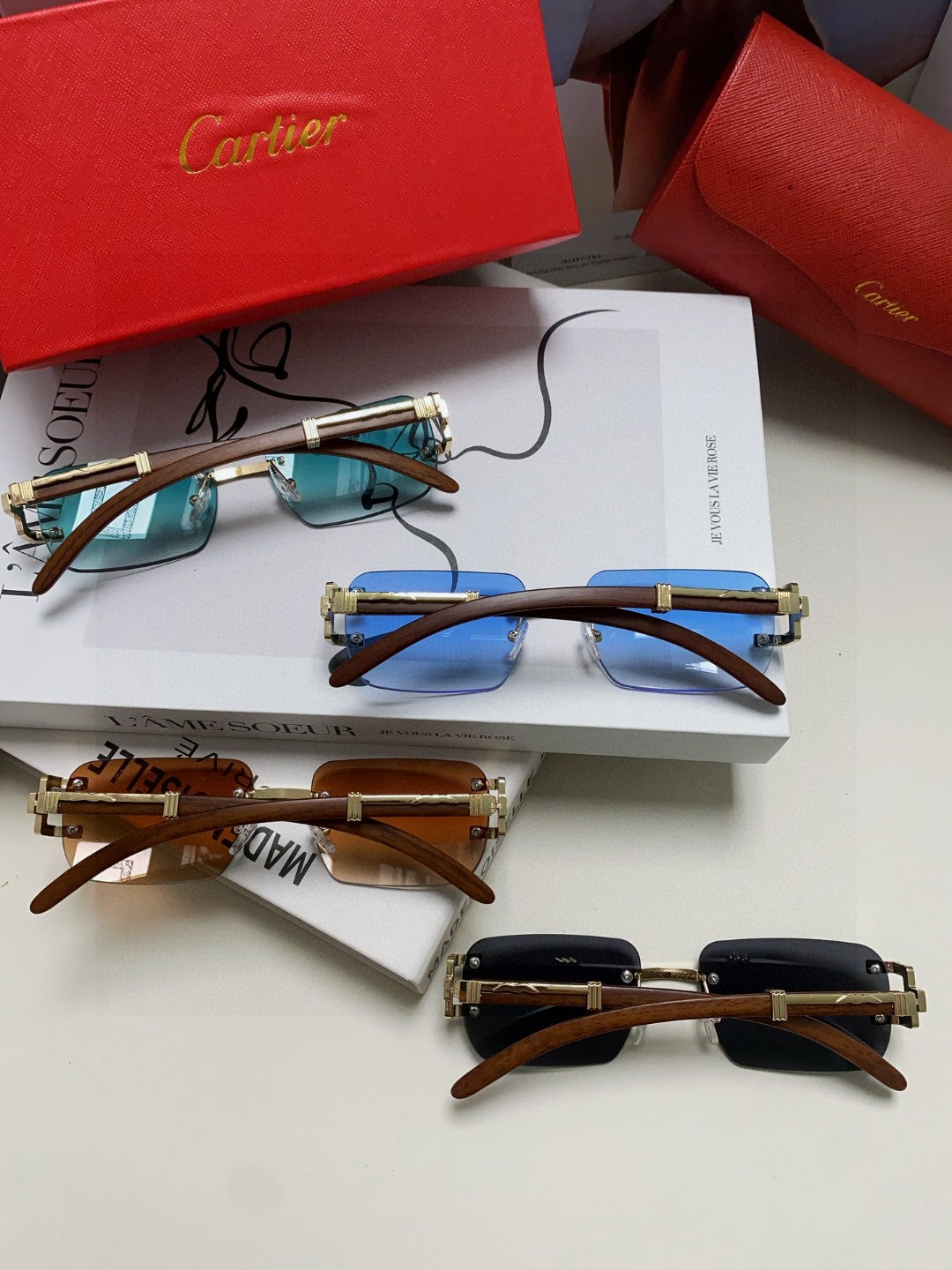 Cartier Lightweight Rimless Silver Lens Sunglasses for Men & Women - 382806 - detail image 7