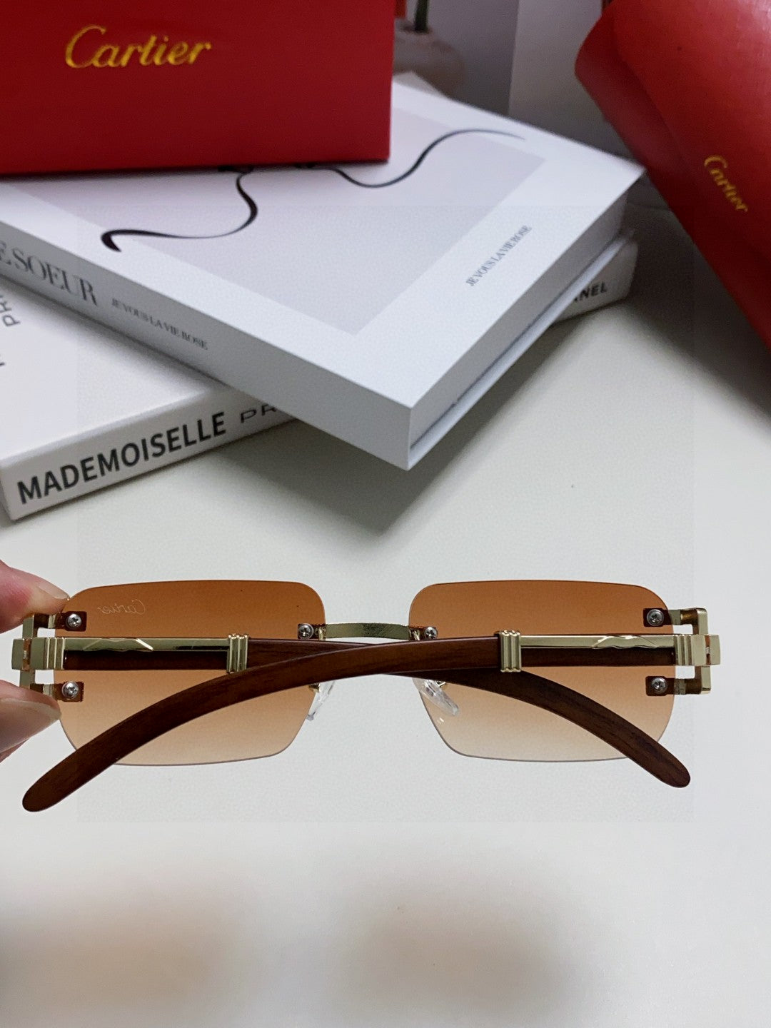 Cartier Lightweight Rimless Silver Lens Sunglasses for Men & Women - 382806 - detail image 3