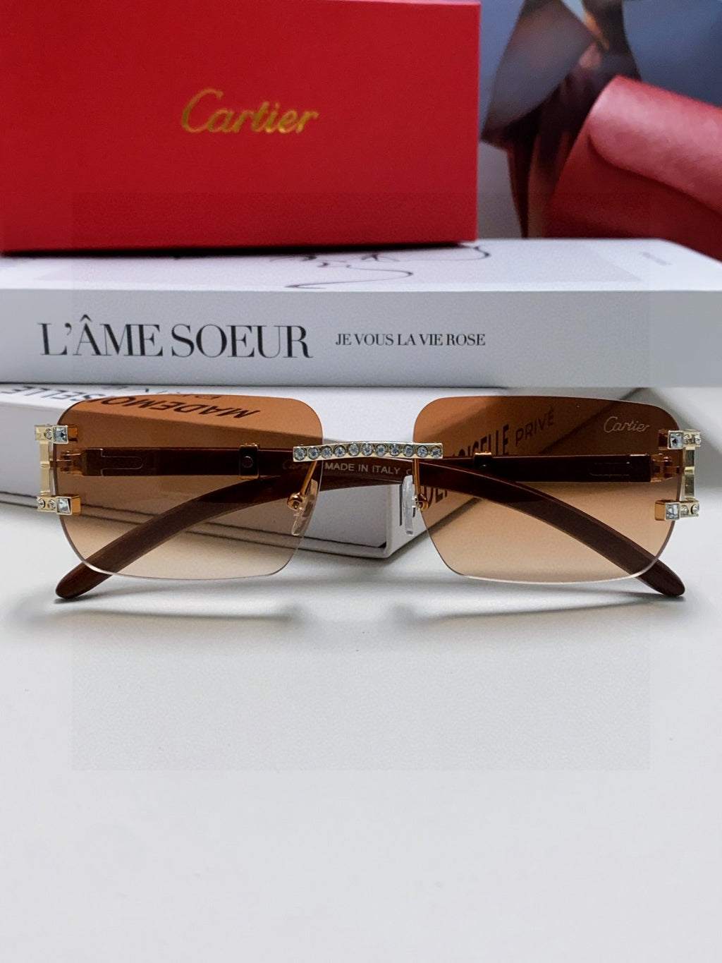 Cartier Lightweight Rimless Silver Lens Sunglasses for Men & Women - 382806 - detail image 5