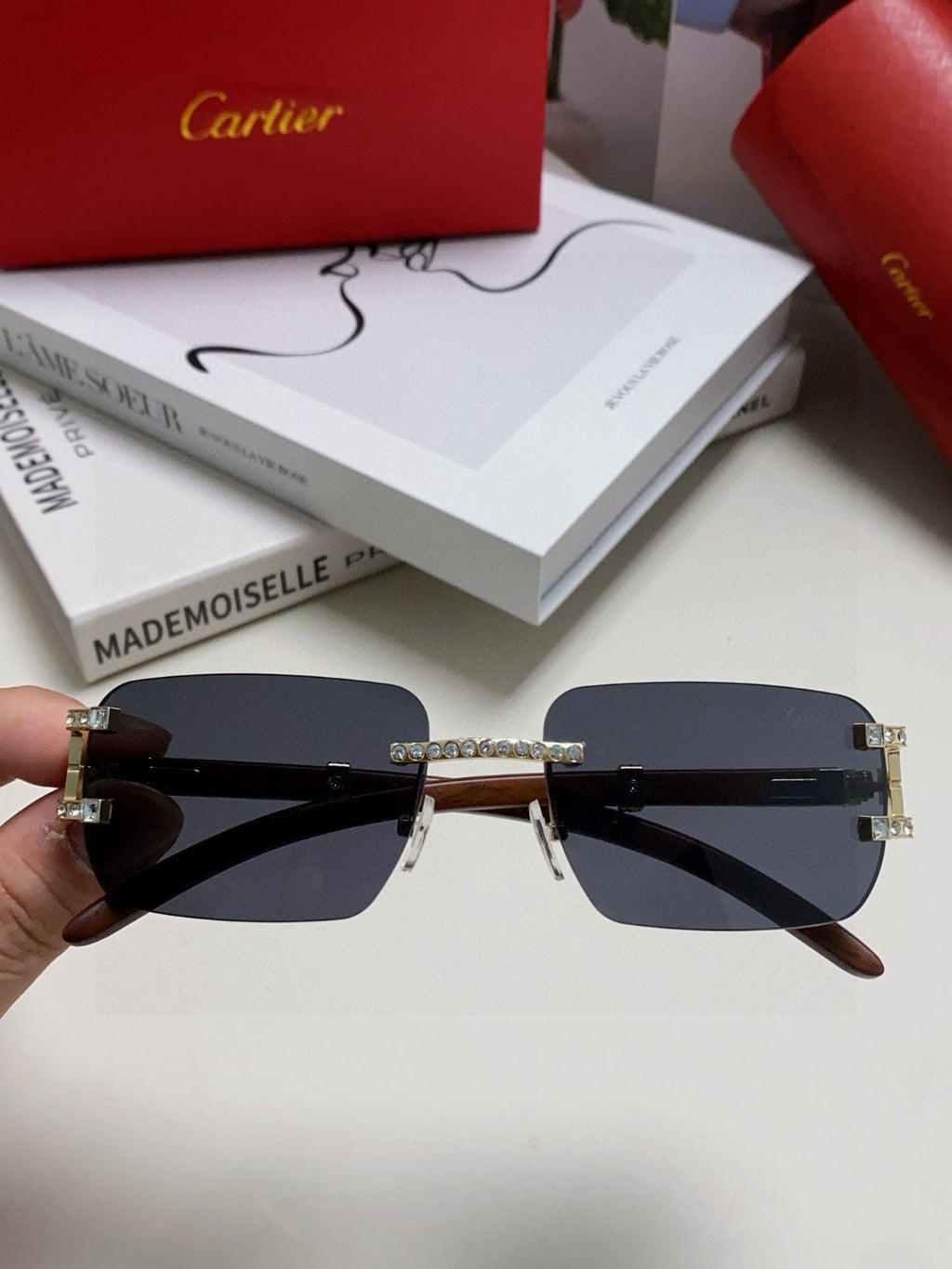 Cartier Lightweight Rimless Silver Lens Sunglasses for Men & Women - 382807 - detail image 3