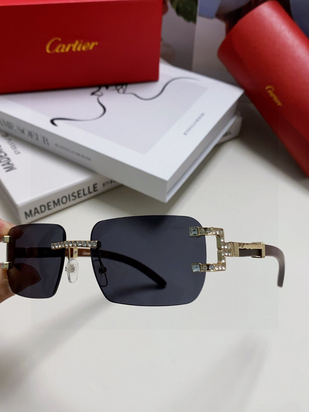 Cartier Lightweight Rimless Silver Lens Sunglasses for Men & Women - 382807 - detail image 5