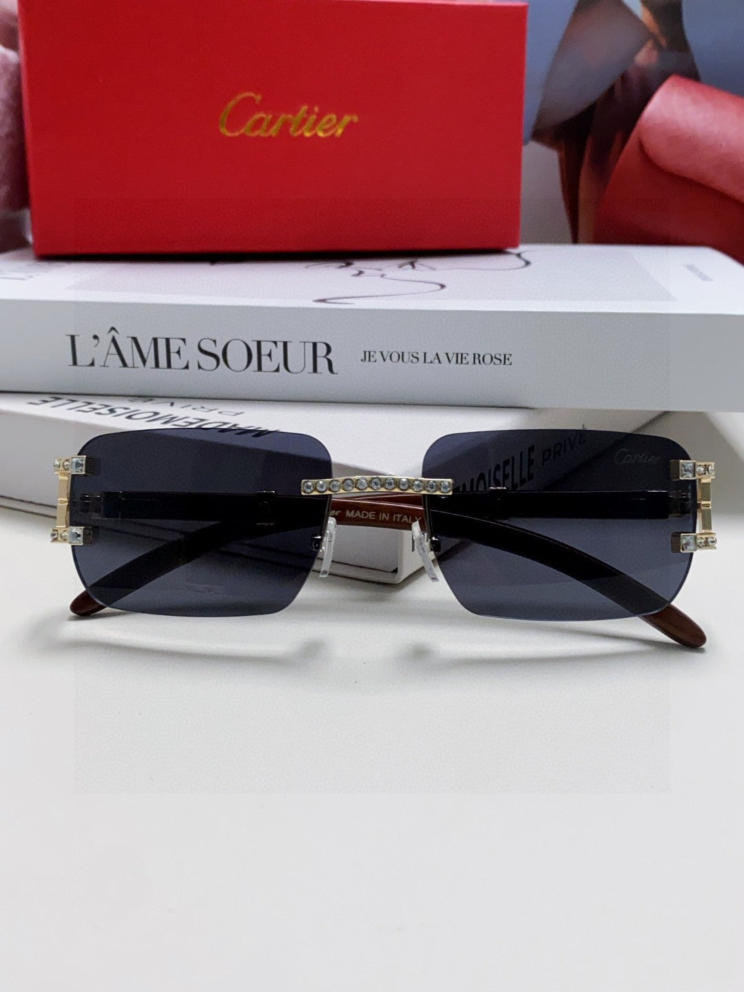 Cartier Lightweight Rimless Silver Lens Sunglasses for Men & Women - 382807 - detail image 6