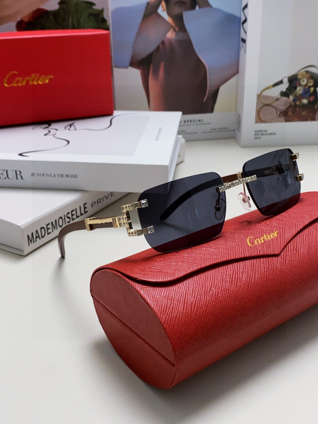 Cartier Lightweight Rimless Silver Lens Sunglasses for Men & Women - 382807 - detail image 7