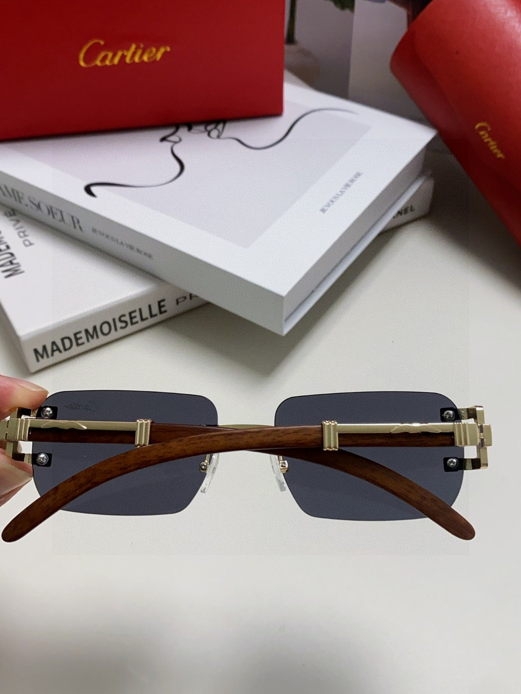 Cartier Lightweight Rimless Silver Lens Sunglasses for Men & Women - 382807 - detail image 4
