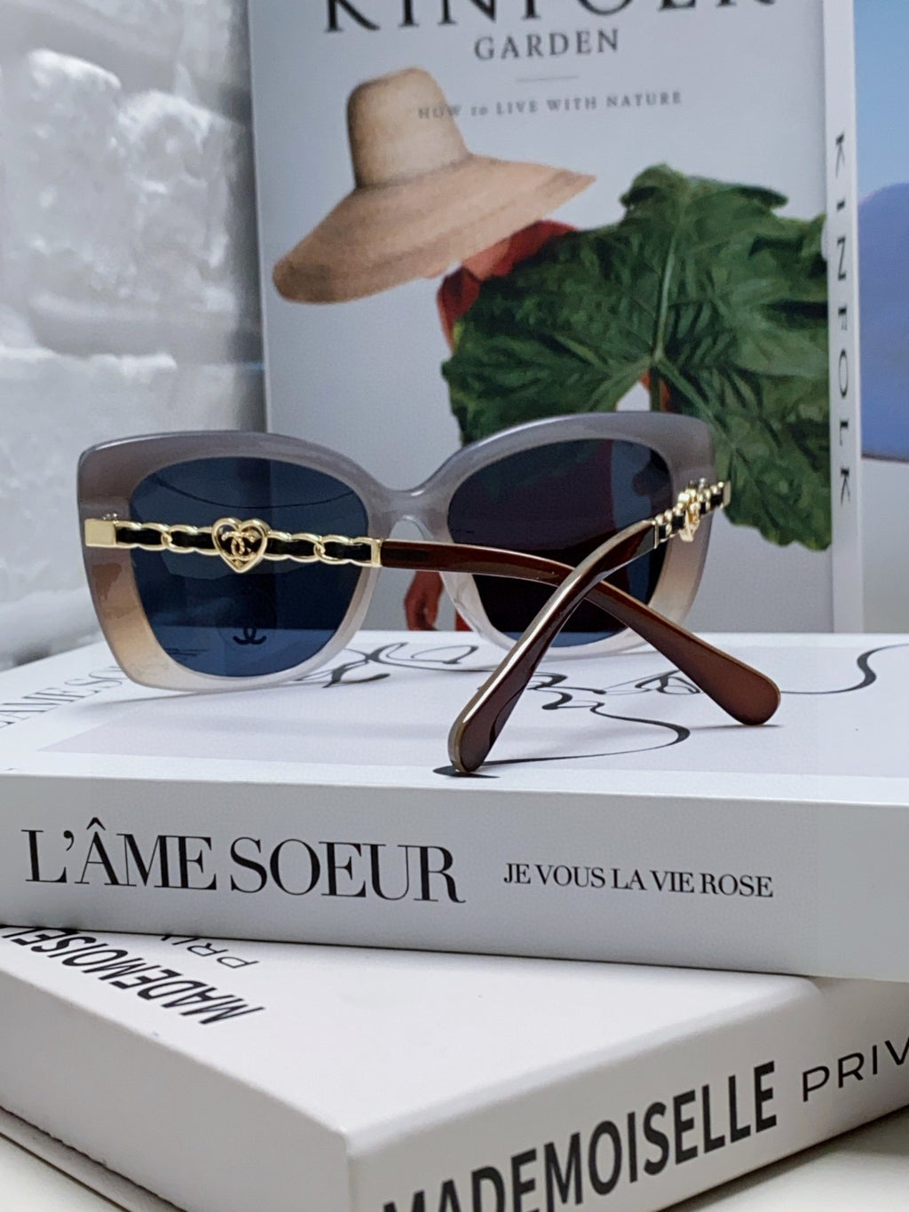 Chanel Metal Cat-Eye Blue Lens Sunglasses for Women - 382162 - detail image 2