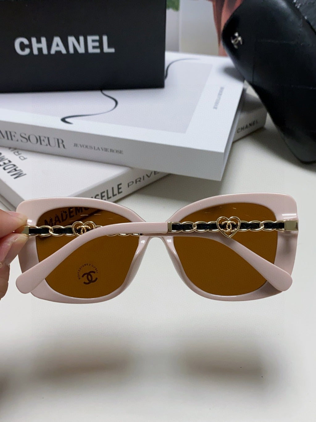 Chanel Metal Cat-Eye Brown Lens Sunglasses for Women - 382163 - detail image 4