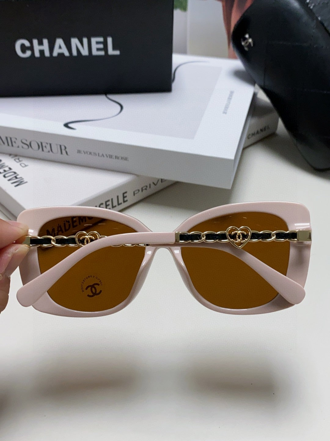 Chanel Metal Cat-Eye Brown Lens Sunglasses for Women - 382163 - detail image 4