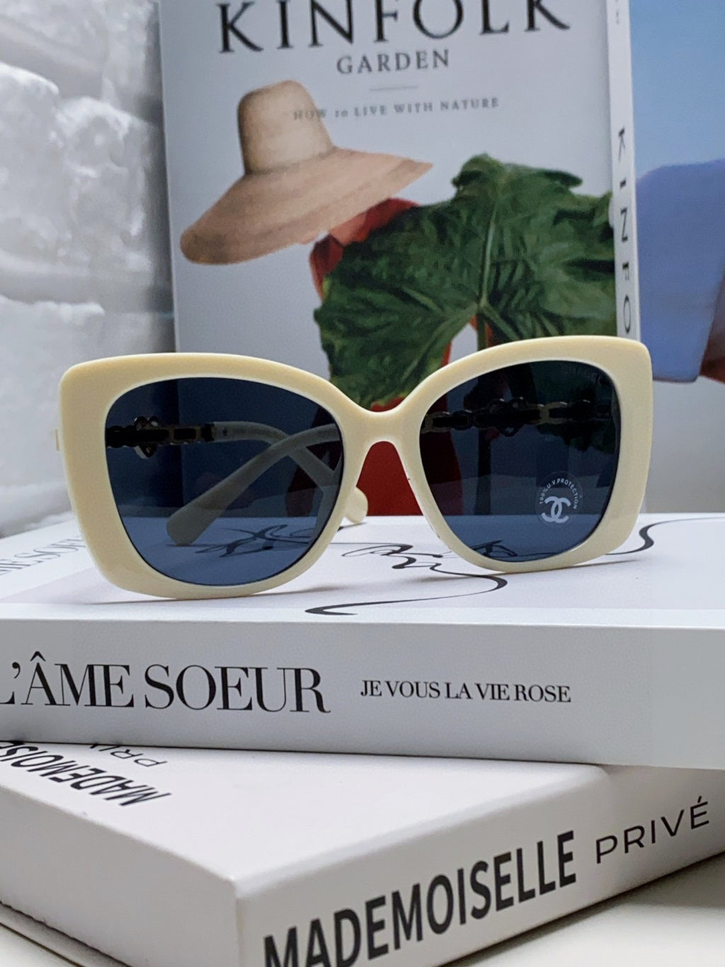 Chanel Metal Cat-Eye Blue Lens Sunglasses for Women - 382164