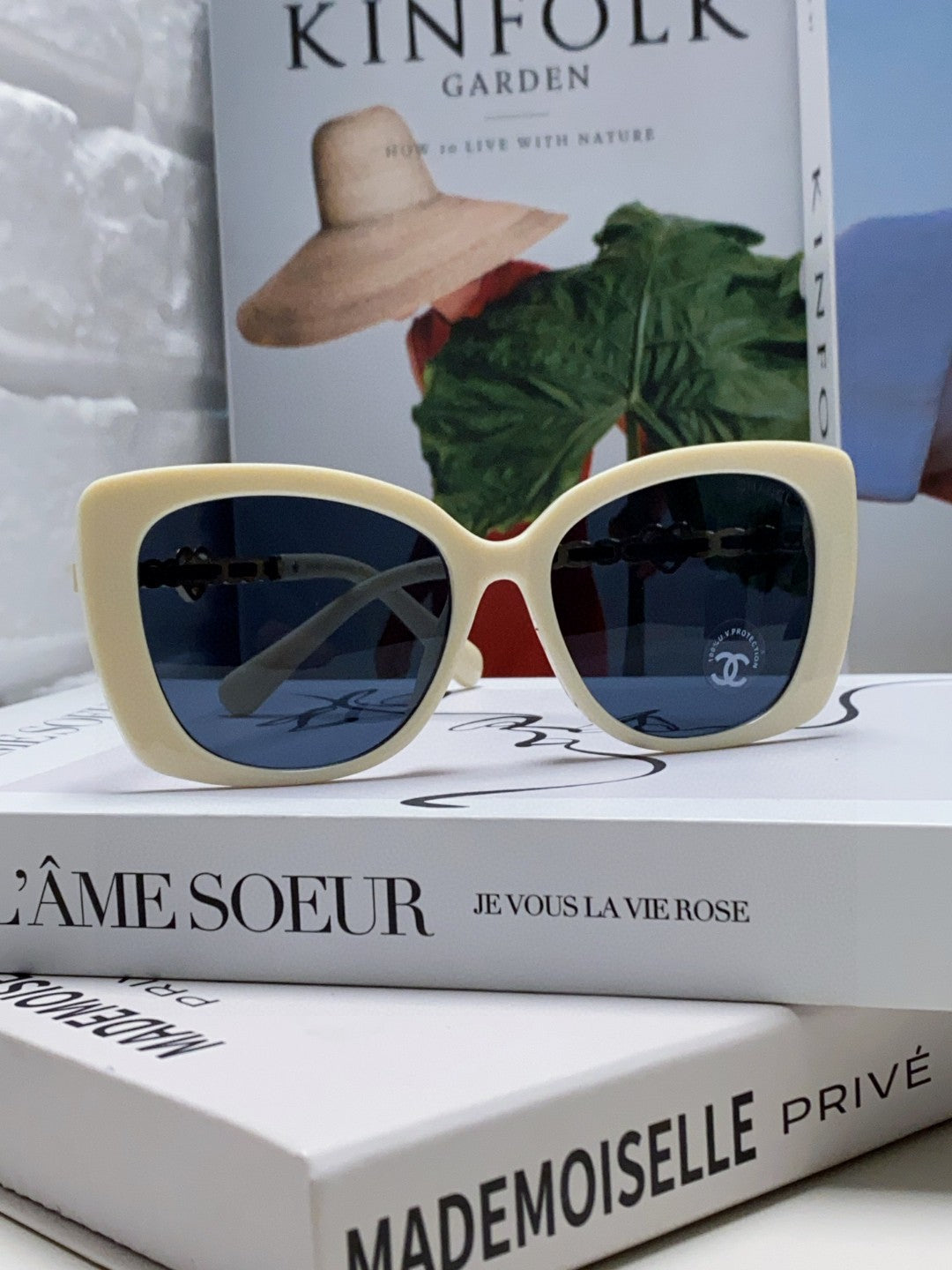 Chanel Metal Cat-Eye Blue Lens Sunglasses for Women - 382164