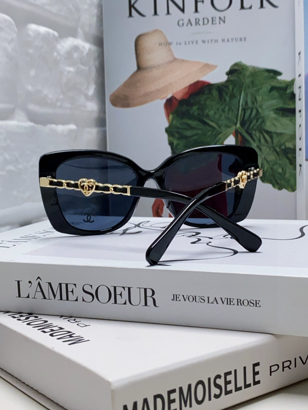 Chanel Metal Cat-Eye Blue Lens Sunglasses for Women - 382165 - detail image 2