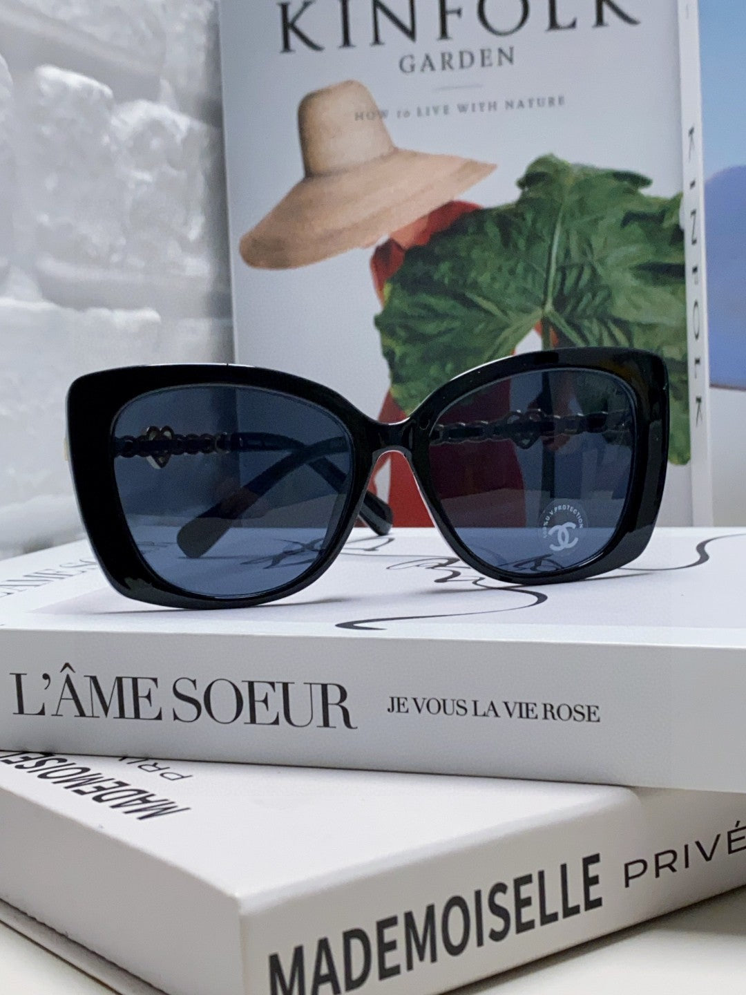 Chanel Metal Cat-Eye Blue Lens Sunglasses for Women - 382165