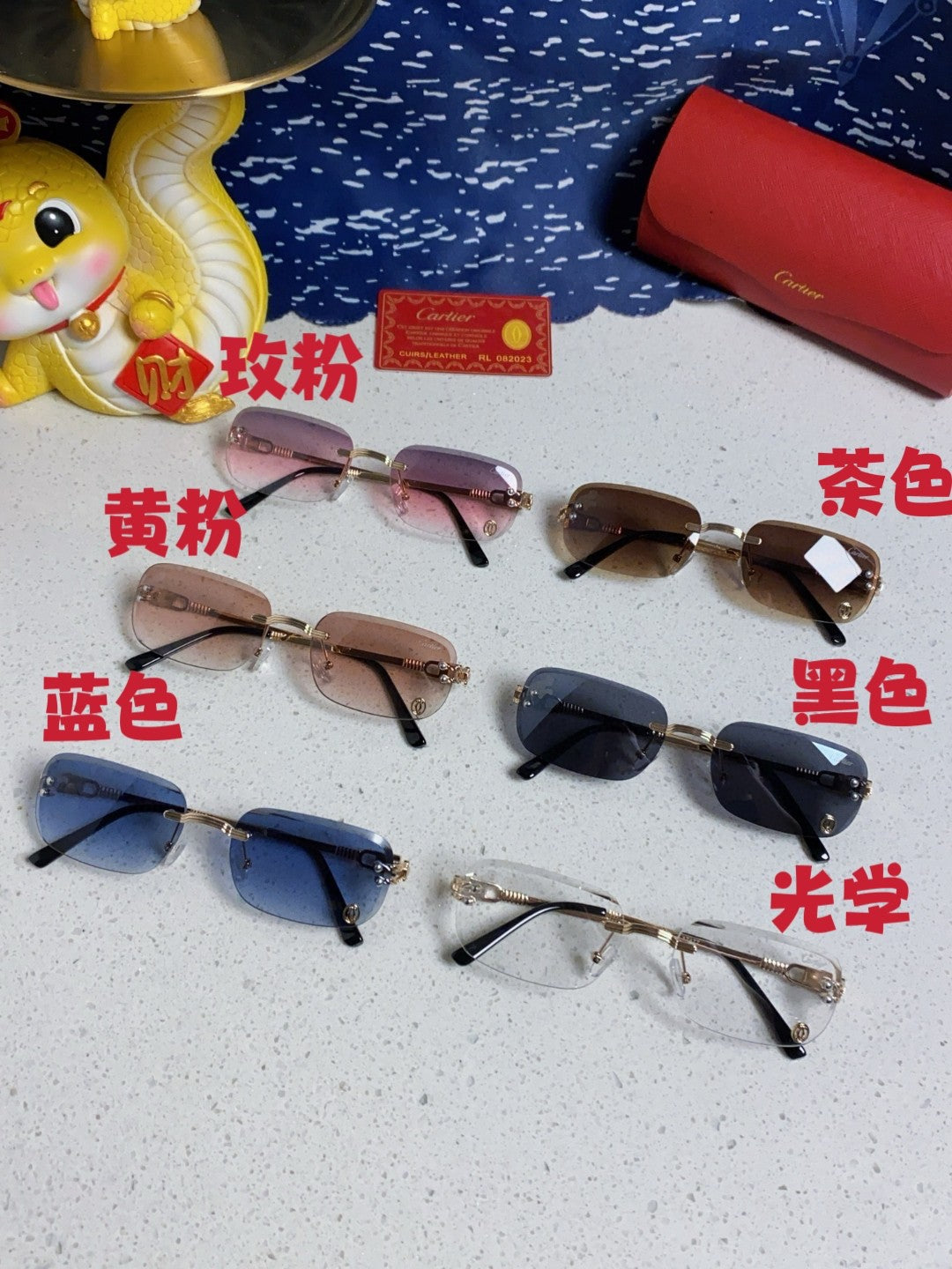 Cartier Fashion Blue Lens Sunglasses for Men & Women - 382782 - detail image 11