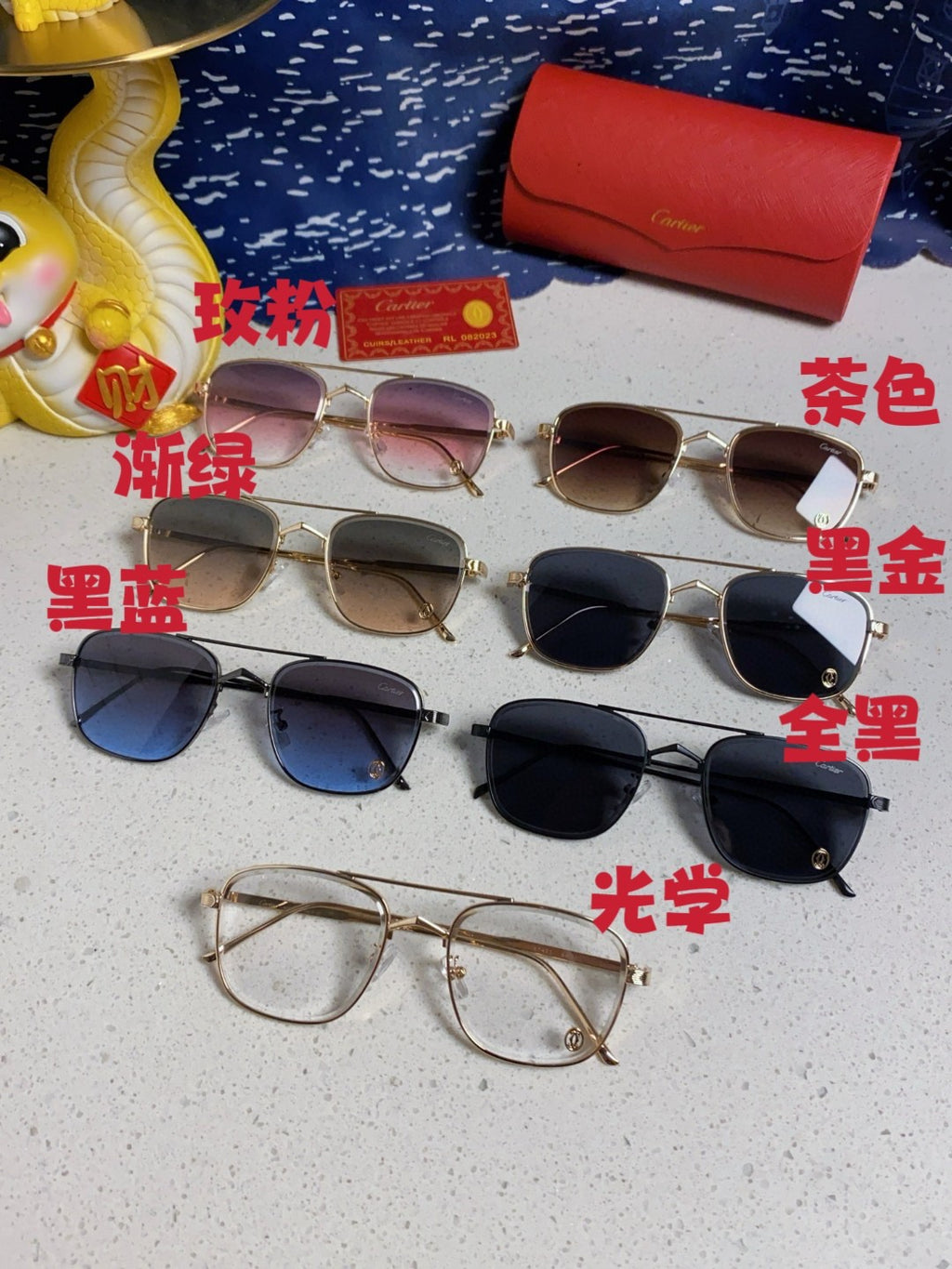 Cartier Aviator Blue Lens Sunglasses for Men & Women - detail image 12