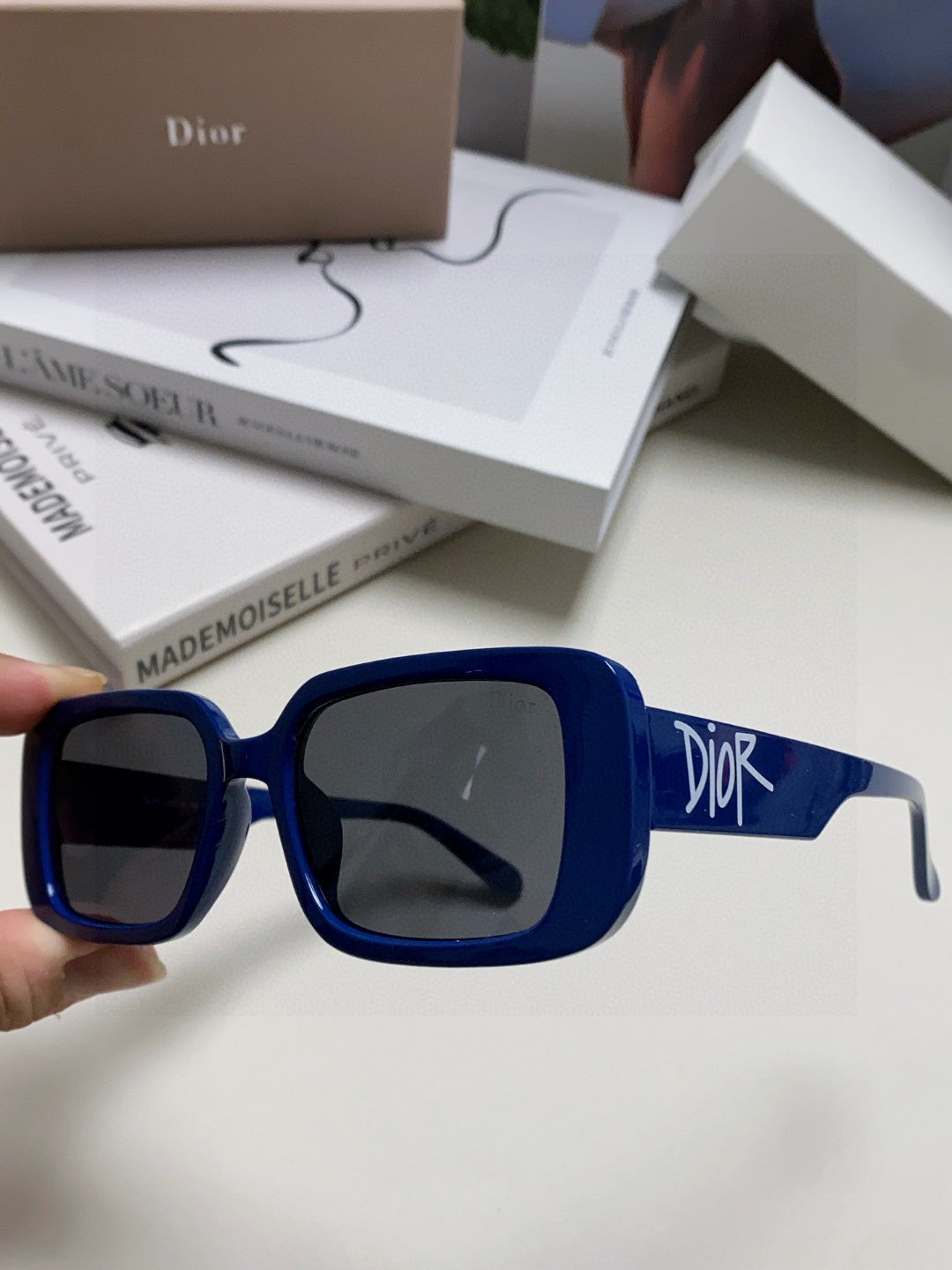 Dior Square Blue Lens Sunglasses for Women - 382441 - detail image 5