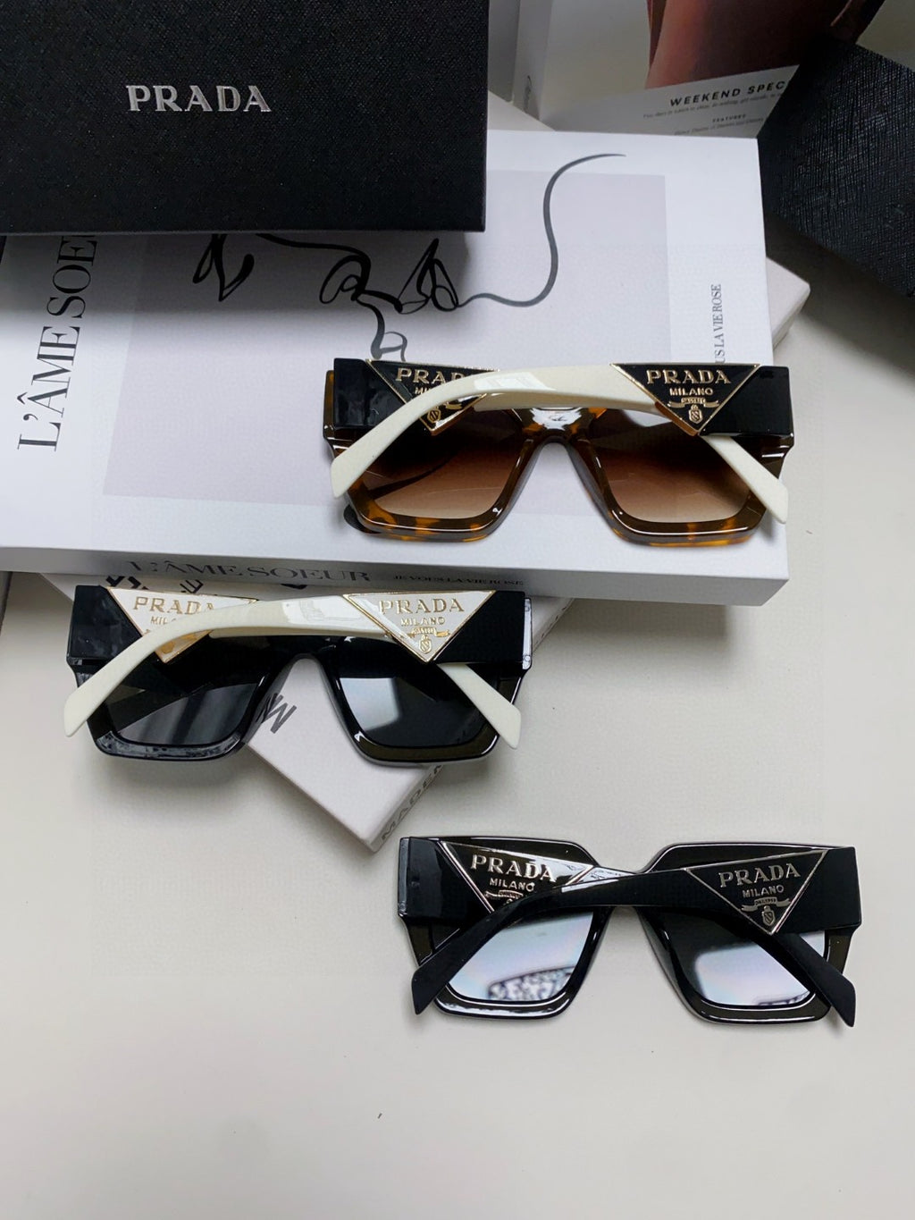 Prada Square Brown Lens Sunglasses for Men & Women - 398889 - detail image 8