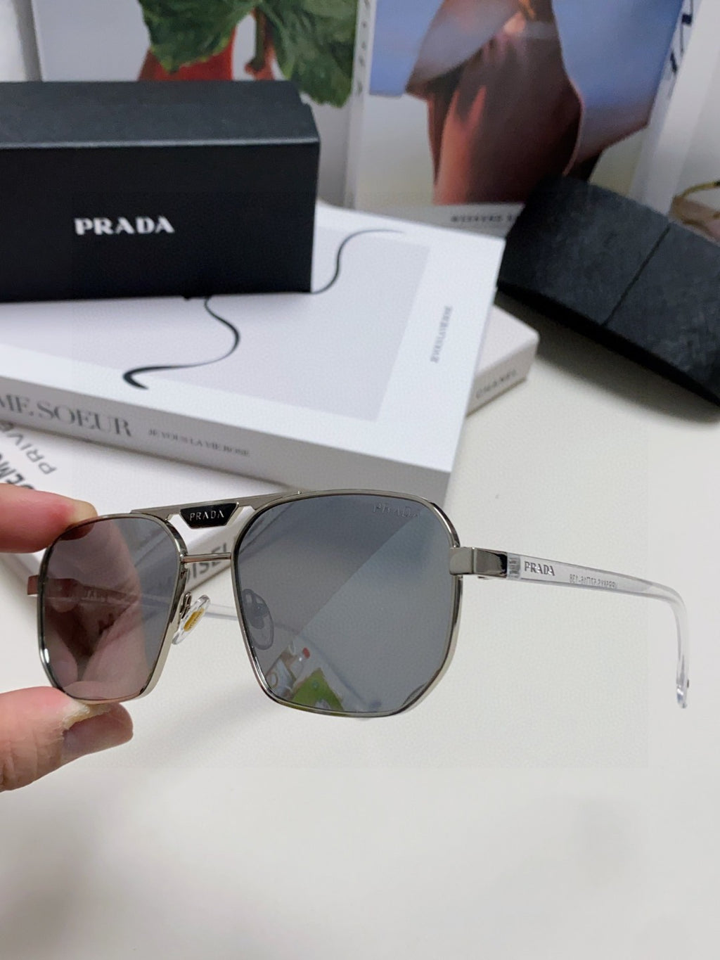 Prada Fashion Silver Lens Sunglasses for Men - 398896 - detail image 7