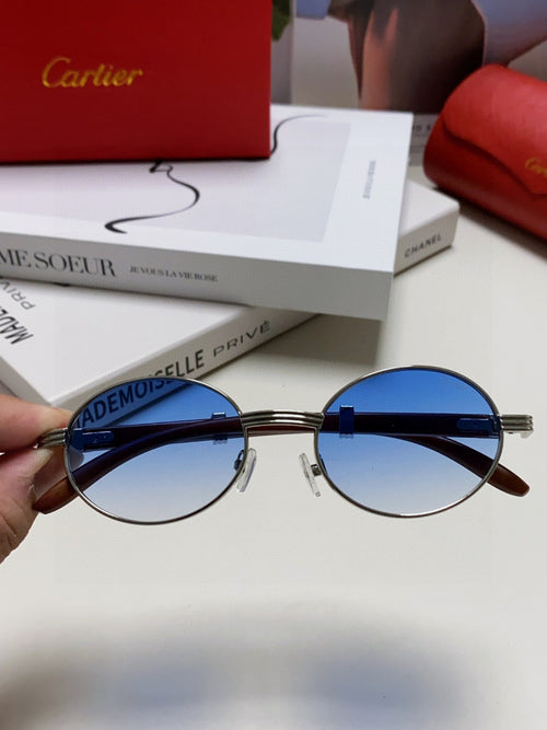 Cartier CT0464S Round Blue Lens Sunglasses for Men & Women - 399028 - detail image 2