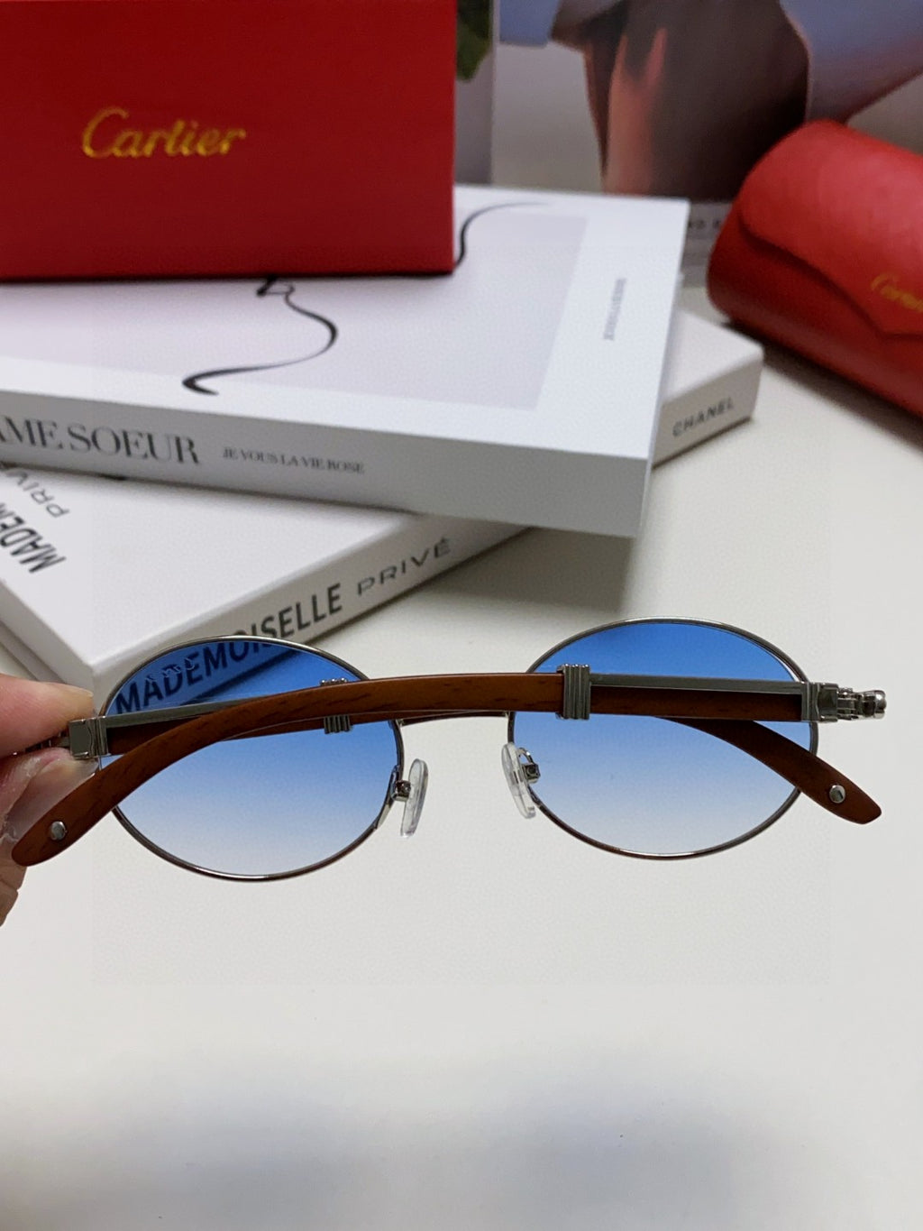Cartier CT0464S Round Blue Lens Sunglasses for Men & Women - 399028 - detail image 3