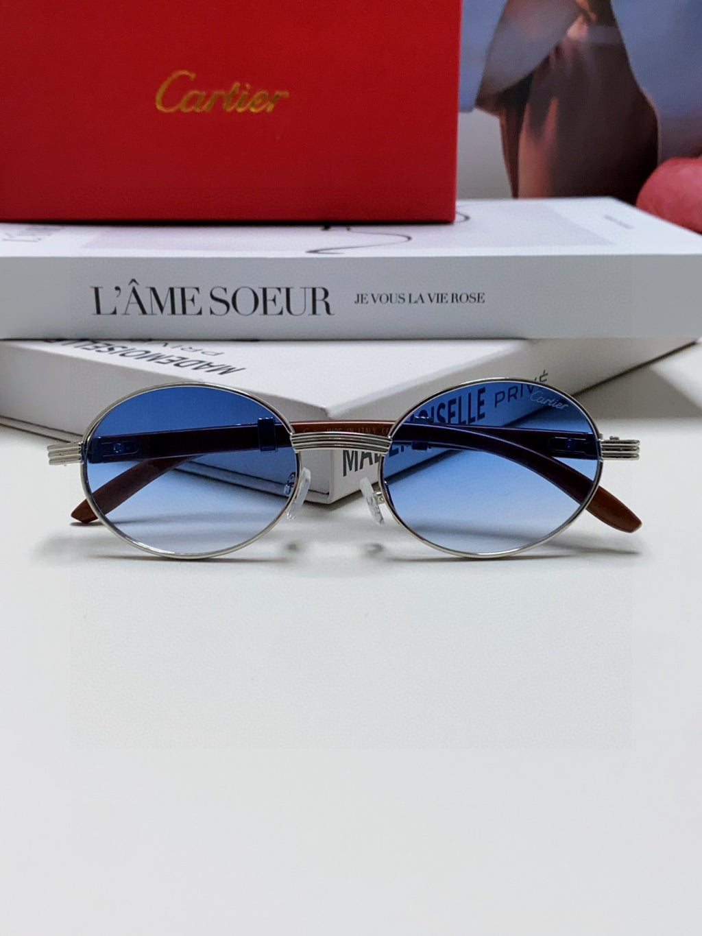 Cartier CT0464S Round Blue Lens Sunglasses for Men & Women - 399028 - detail image 5