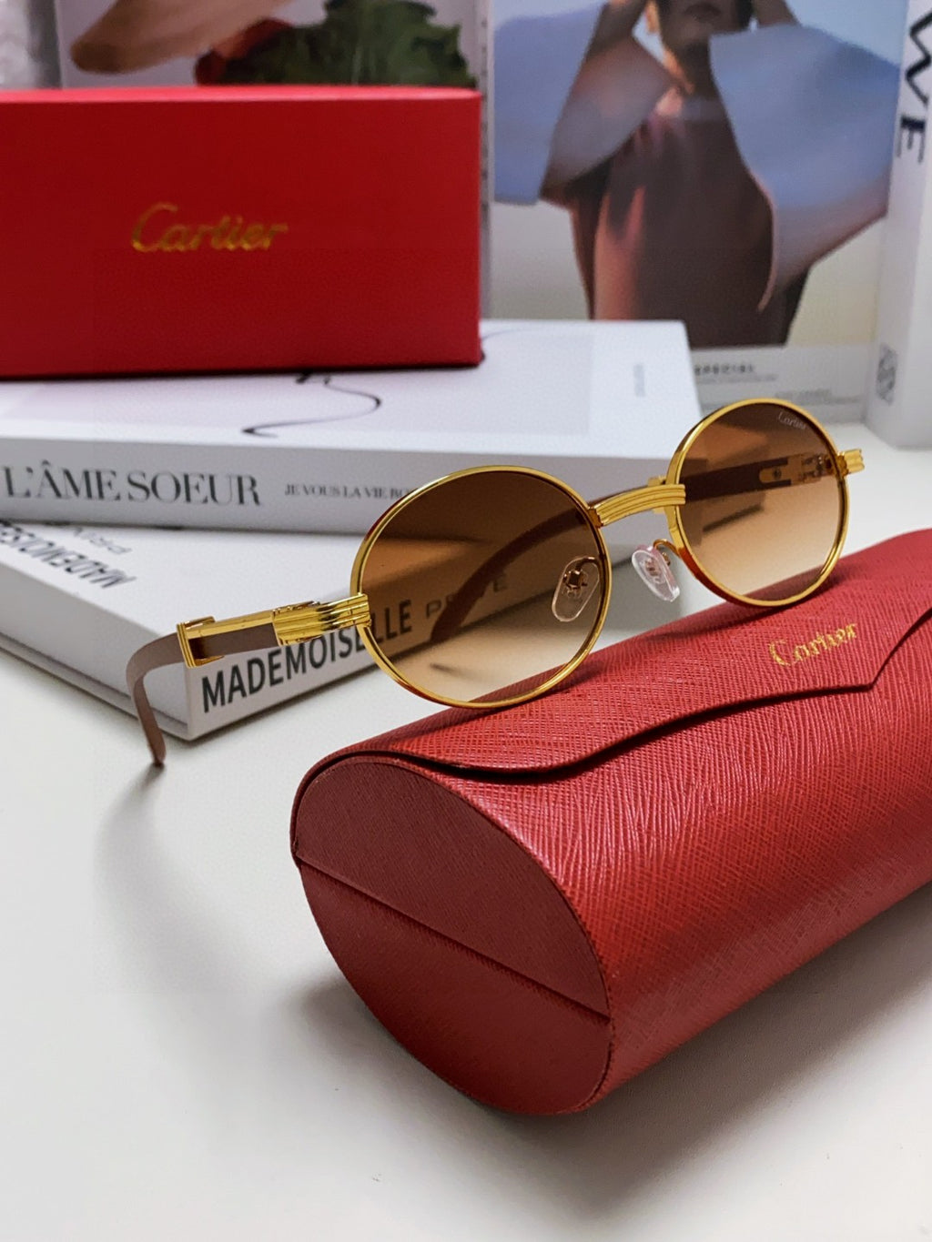 Cartier CT0464S Round Brown Lens Sunglasses for Men & Women - 399029 - detail image 5