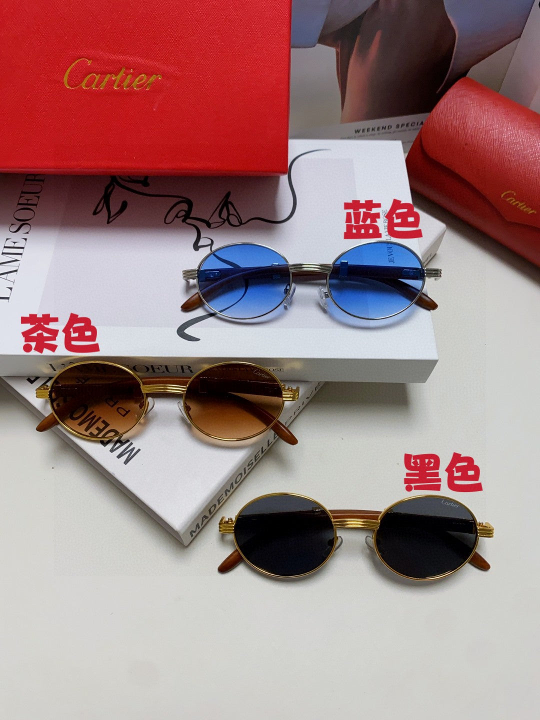 Cartier CT0464S Round Brown Lens Sunglasses for Men & Women - 399029 - detail image 7