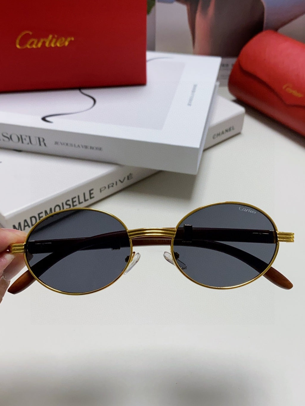 Cartier CT0464S Round Black Lens Sunglasses for Men & Women - 399030 - detail image 5