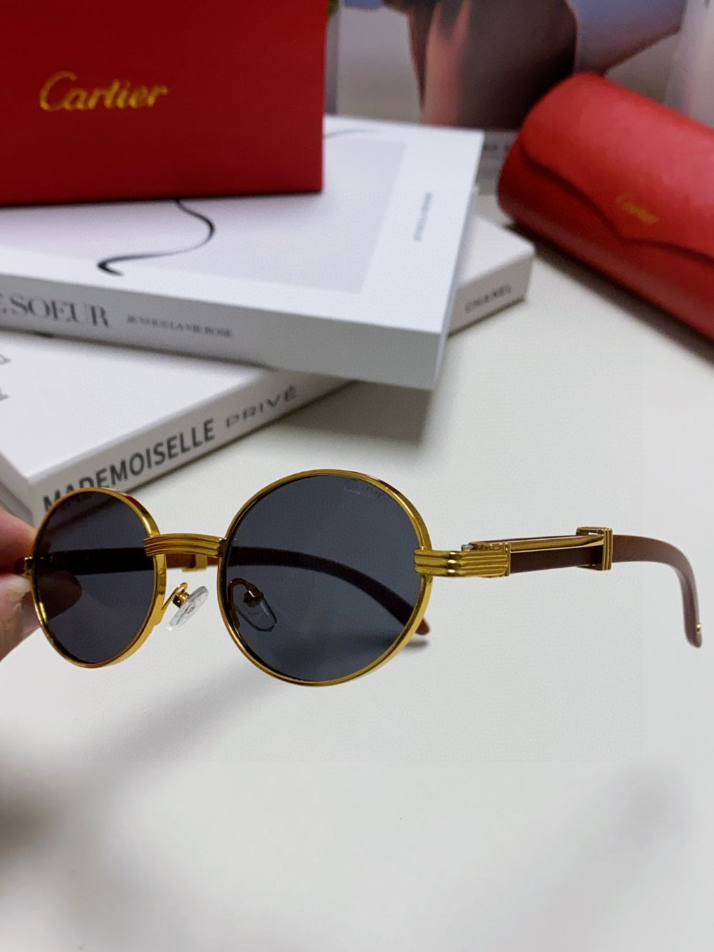 Cartier CT0464S Round Black Lens Sunglasses for Men & Women - 399030 - detail image 7