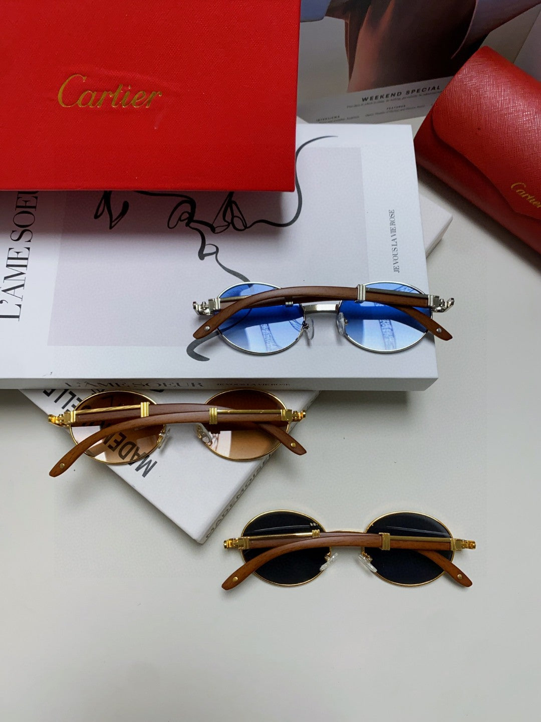 Cartier CT0464S Round Black Lens Sunglasses for Men & Women - detail image 10
