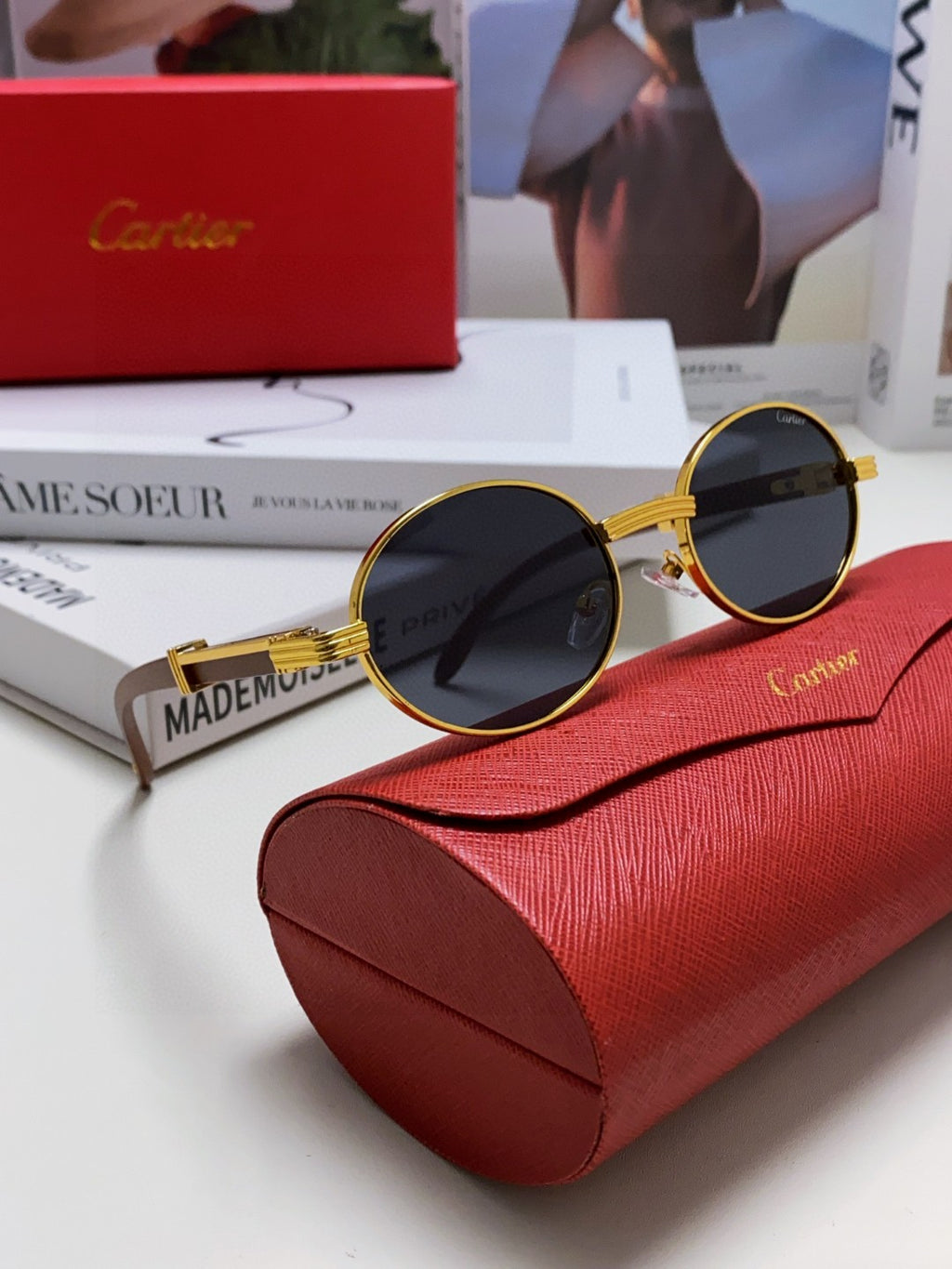 Cartier CT0464S Round Black Lens Sunglasses for Men & Women - 399030 - detail image 9