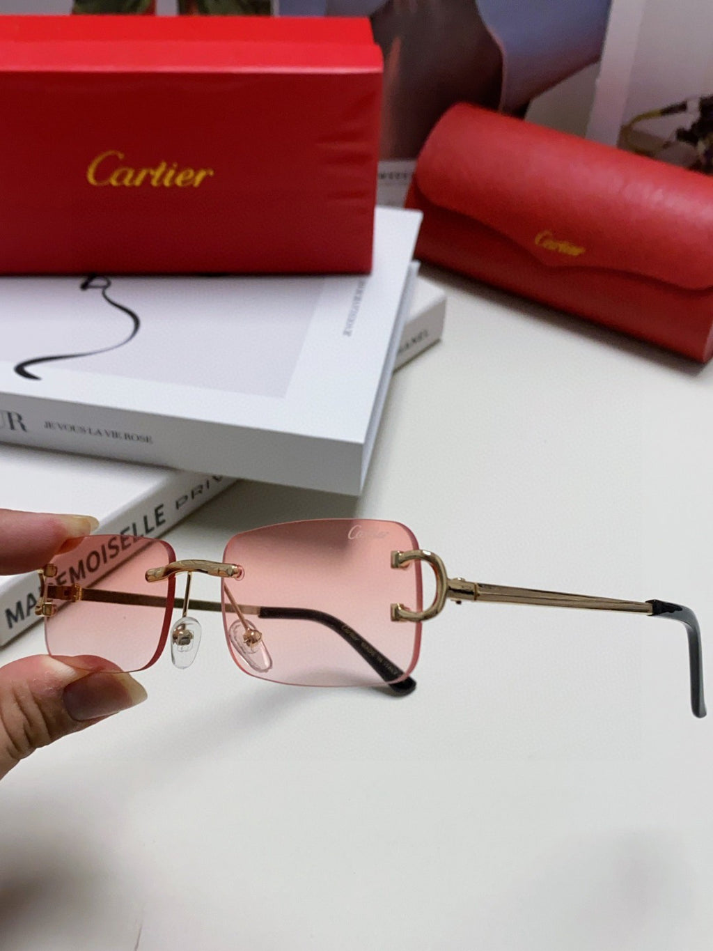 Cartier Lightweight Rimless Silver Lens Sunglasses for Men & Women - 399032