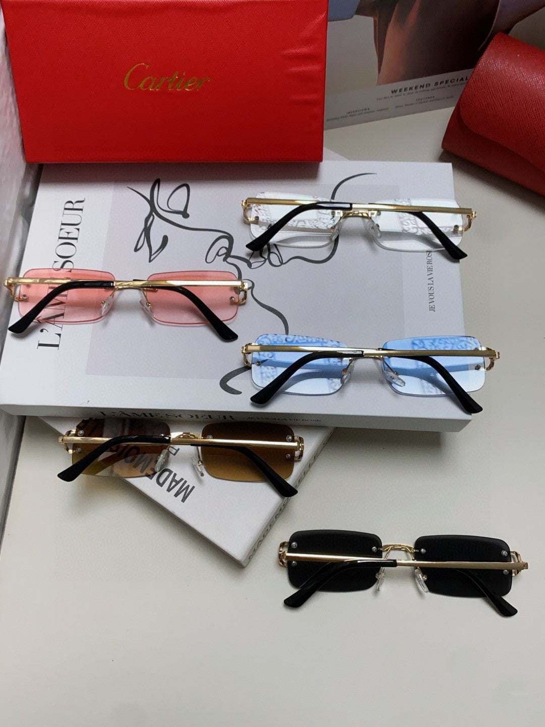 Cartier Lightweight Rimless Silver Lens Sunglasses for Men & Women - 399032 - detail image 4