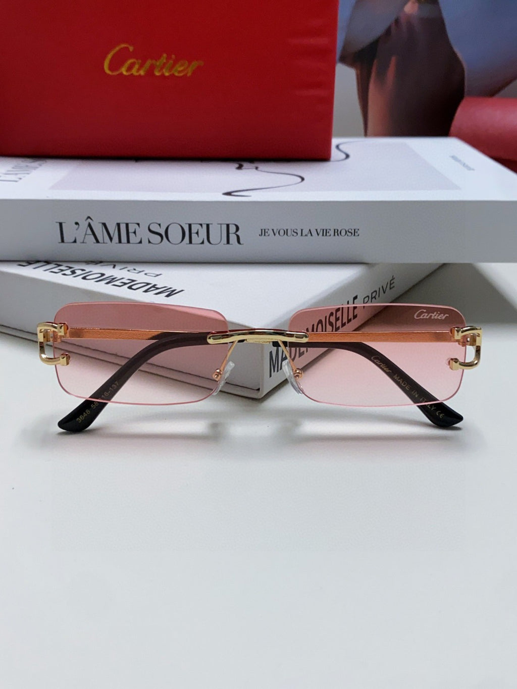 Cartier Lightweight Rimless Silver Lens Sunglasses for Men & Women - 399032 - detail image 2