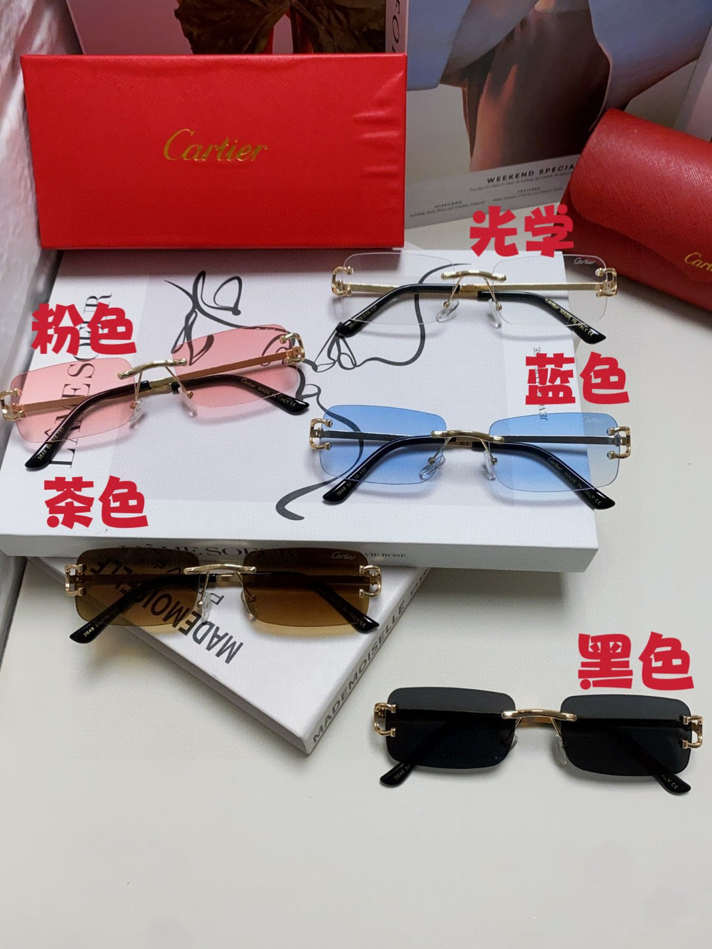 Cartier Lightweight Rimless Silver Lens Sunglasses for Men & Women - 399032 - detail image 5