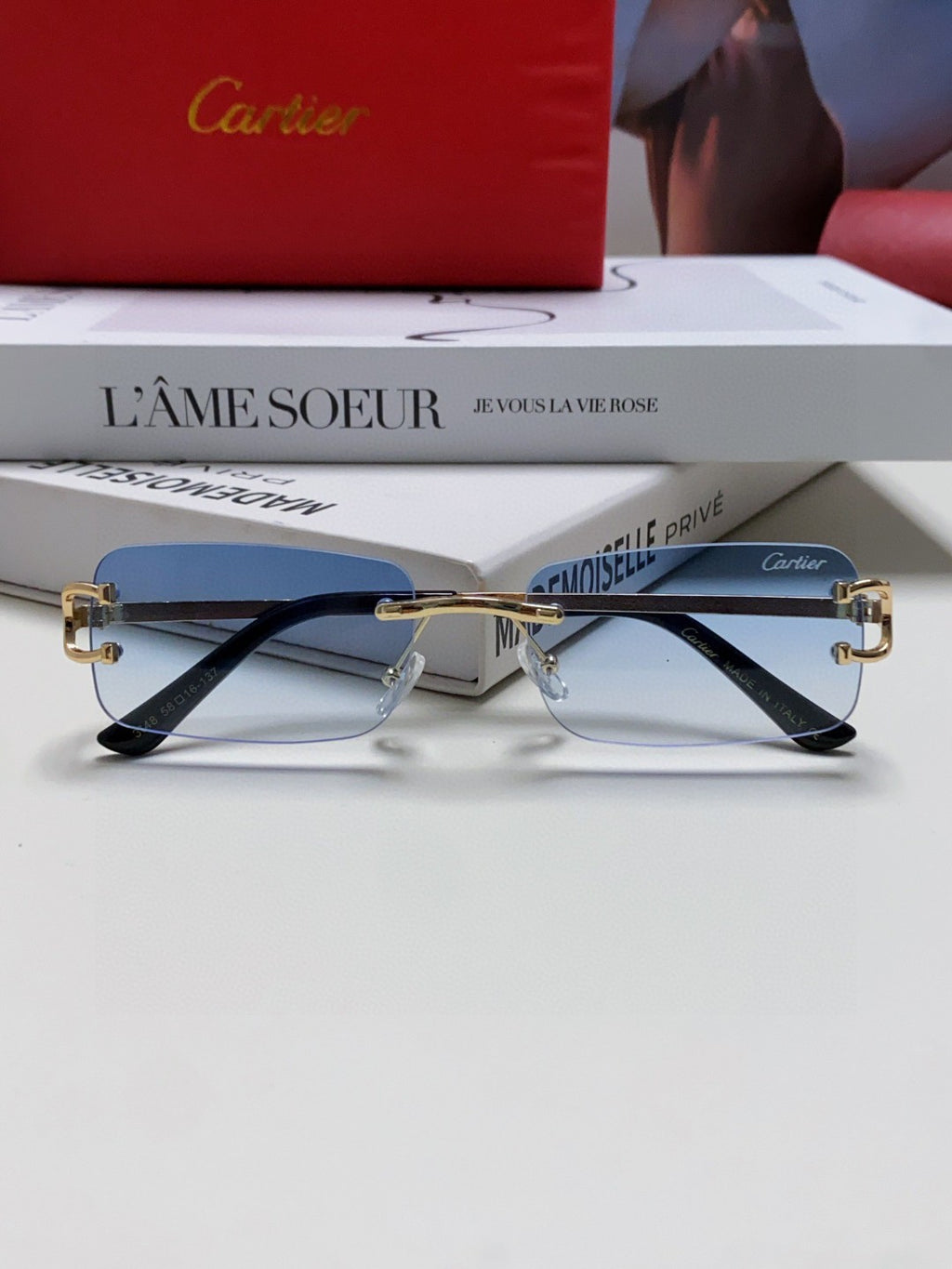 Cartier Lightweight Rimless Silver Lens Sunglasses for Men & Women - 399033 - detail image 5