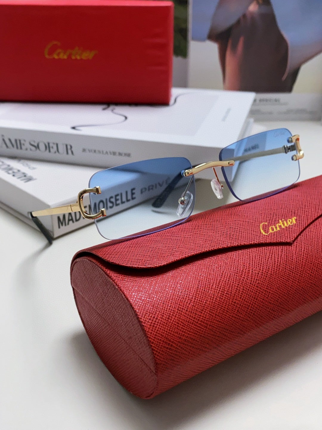 Cartier Lightweight Rimless Silver Lens Sunglasses for Men & Women - 399033 - detail image 6