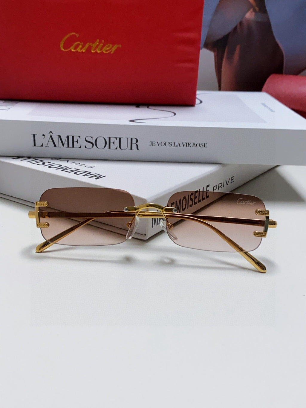 Cartier Lightweight Rimless Gray Lens Sunglasses for Men & Women - 399037 - detail image 6