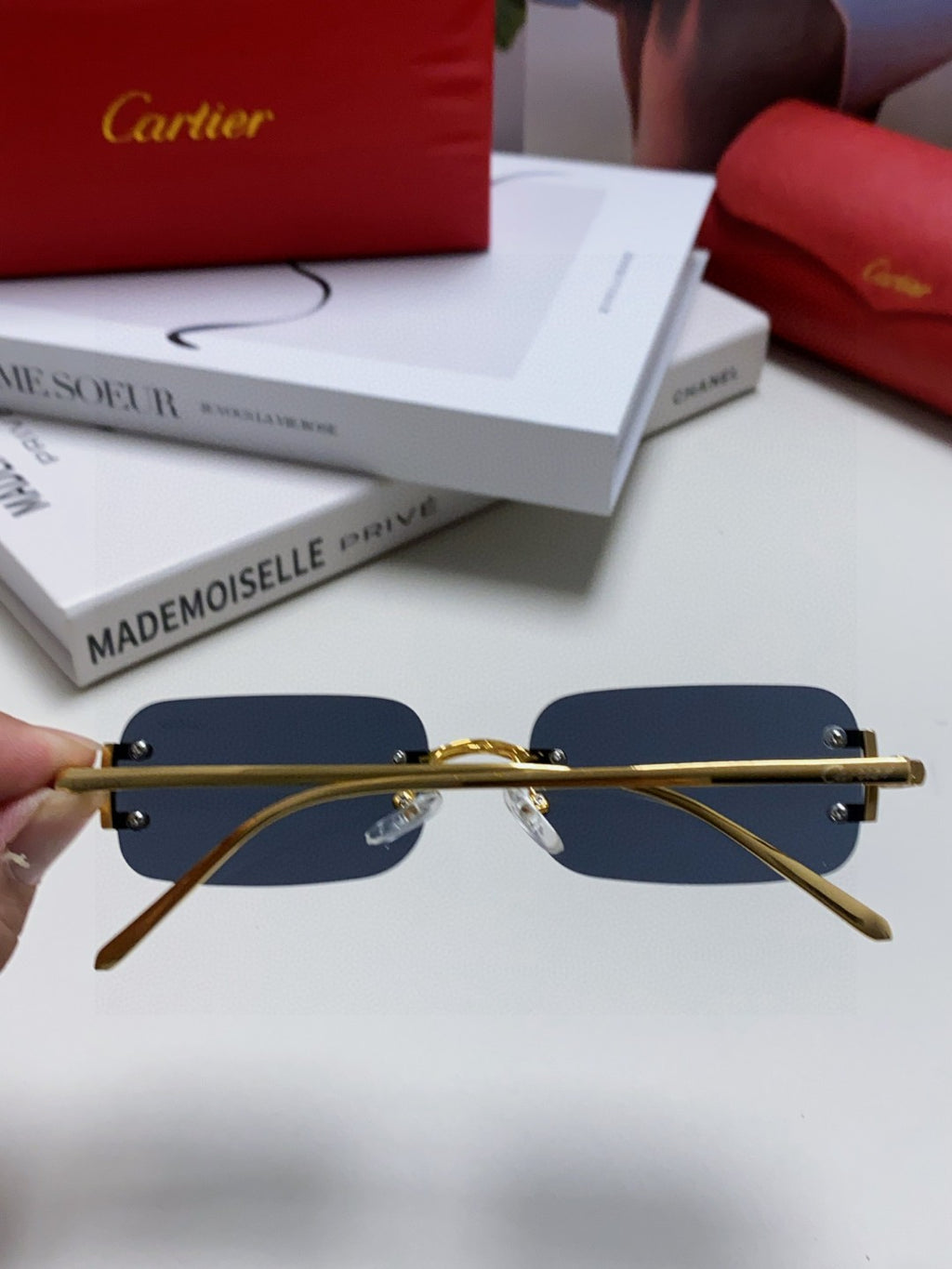 Cartier Lightweight Rimless Silver Lens Sunglasses for Men & Women - 399039 - detail image 3