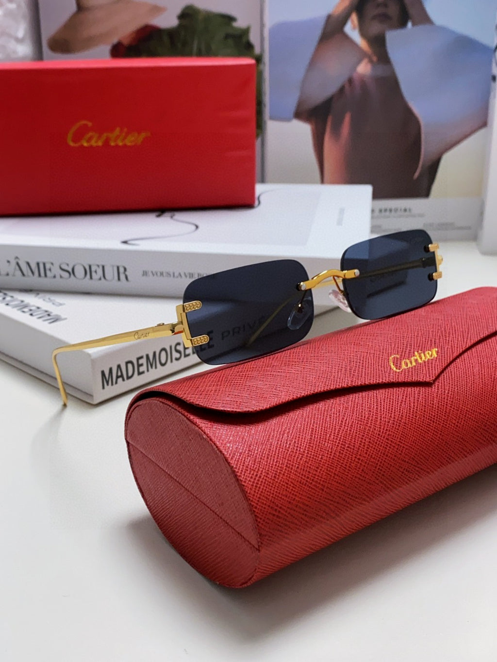 Cartier Lightweight Rimless Silver Lens Sunglasses for Men & Women - 399039 - detail image 6