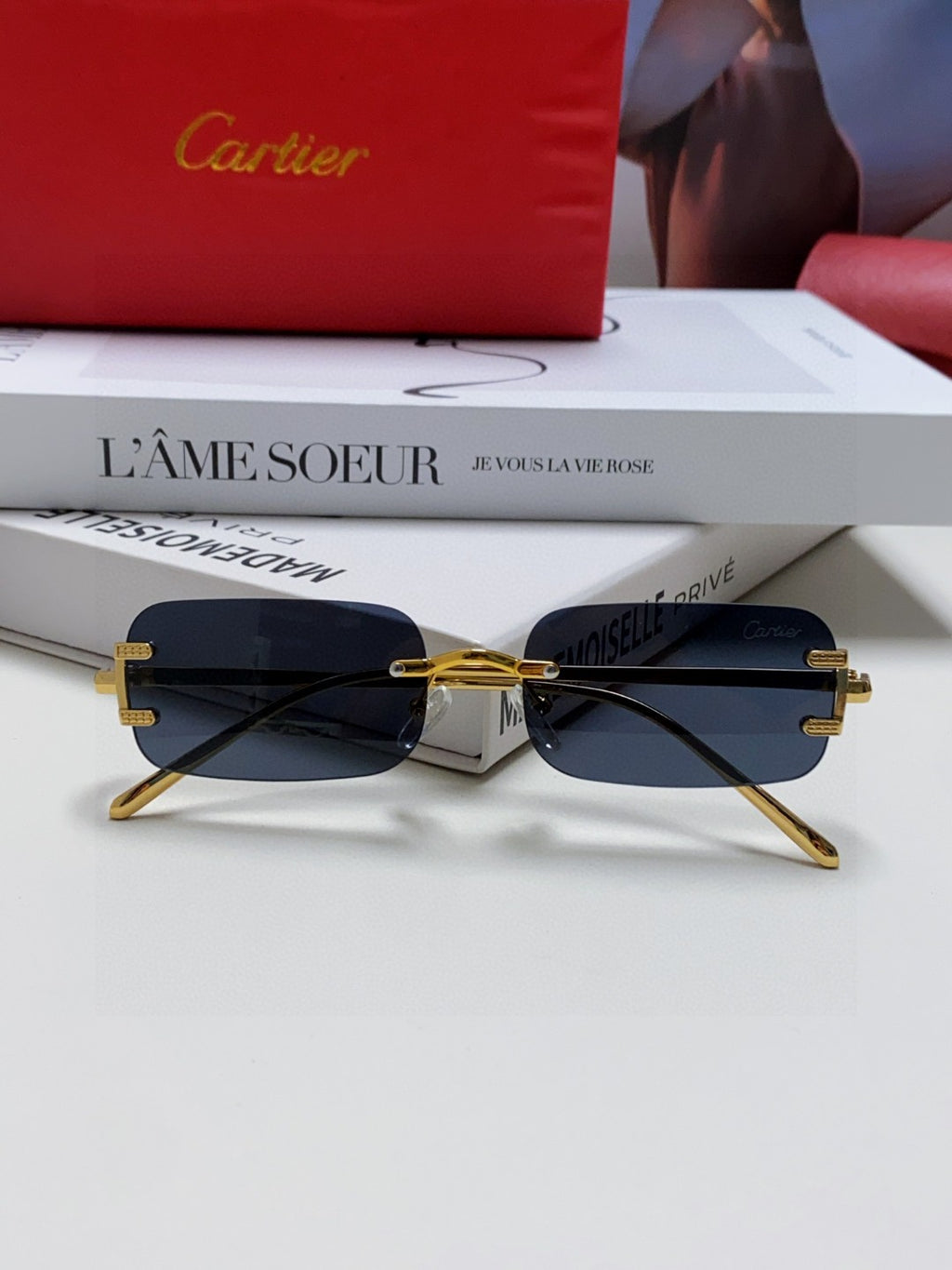 Cartier Lightweight Rimless Silver Lens Sunglasses for Men & Women - 399039 - detail image 5