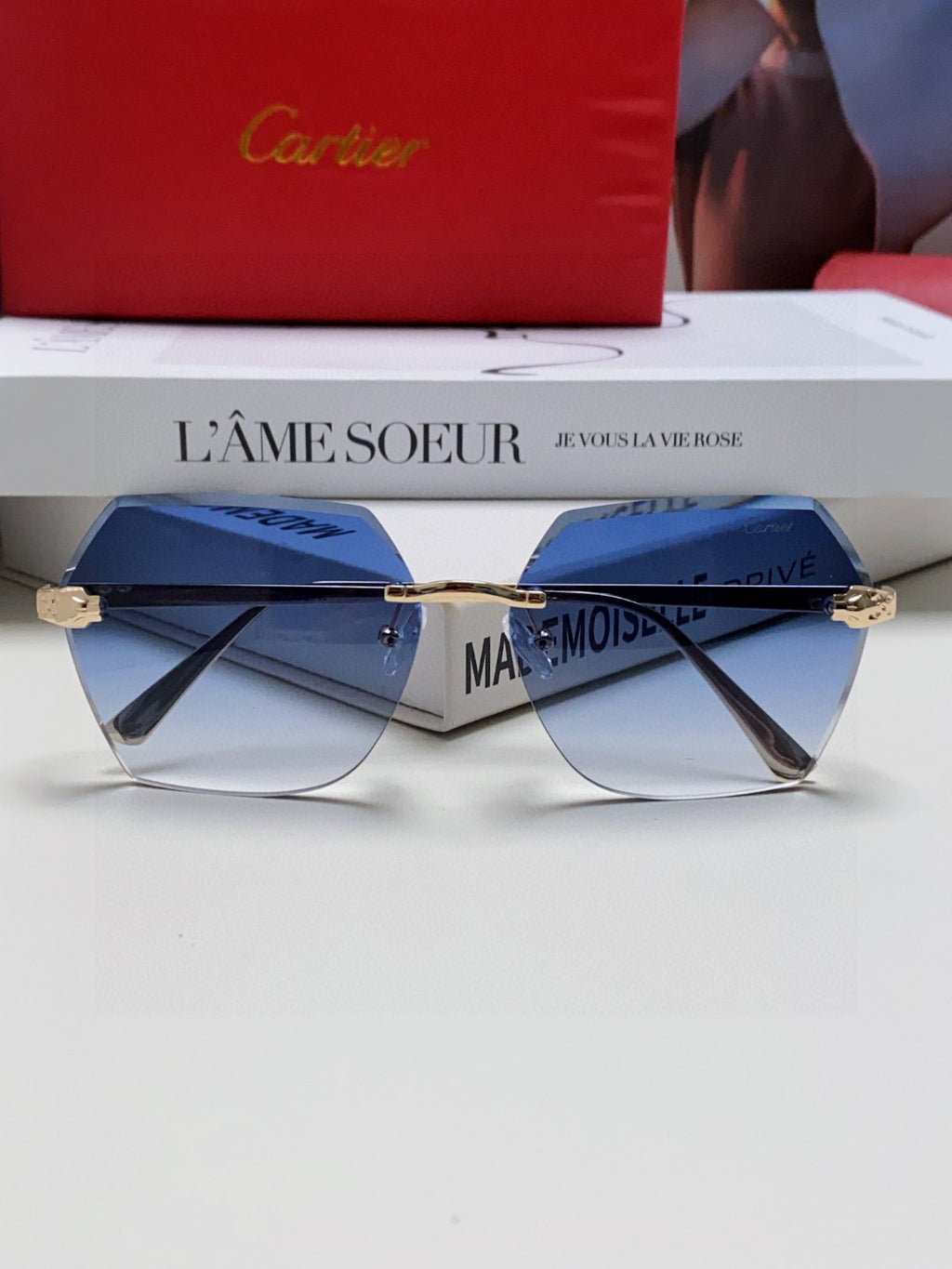 Cartier Photochromic Rimless Blue Lens Sunglasses for Men & Women - 399041 - detail image 5