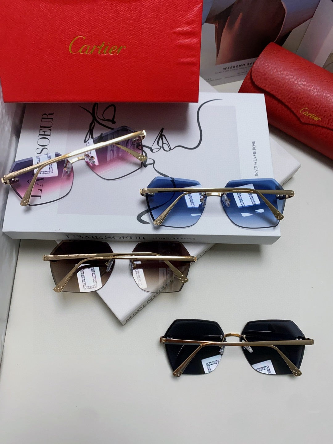 Cartier Photochromic Rimless Blue Lens Sunglasses for Men & Women - 399041 - detail image 7