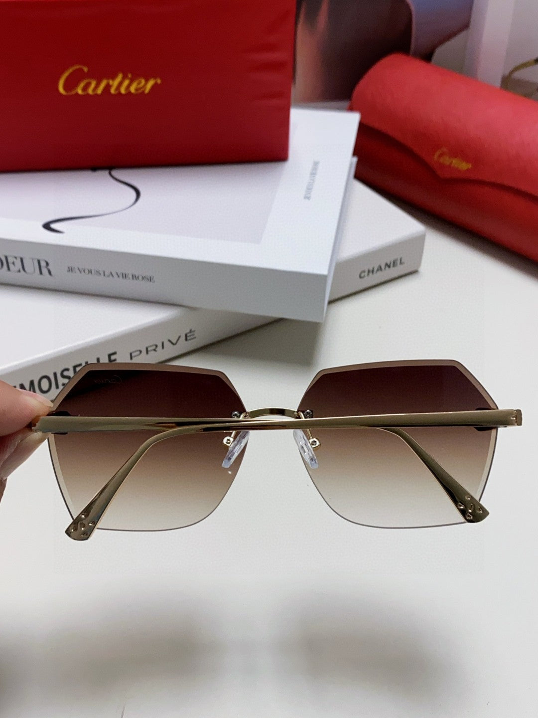 Cartier Photochromic Rimless Silver Lens Sunglasses for Men & Women - 399042 - detail image 3